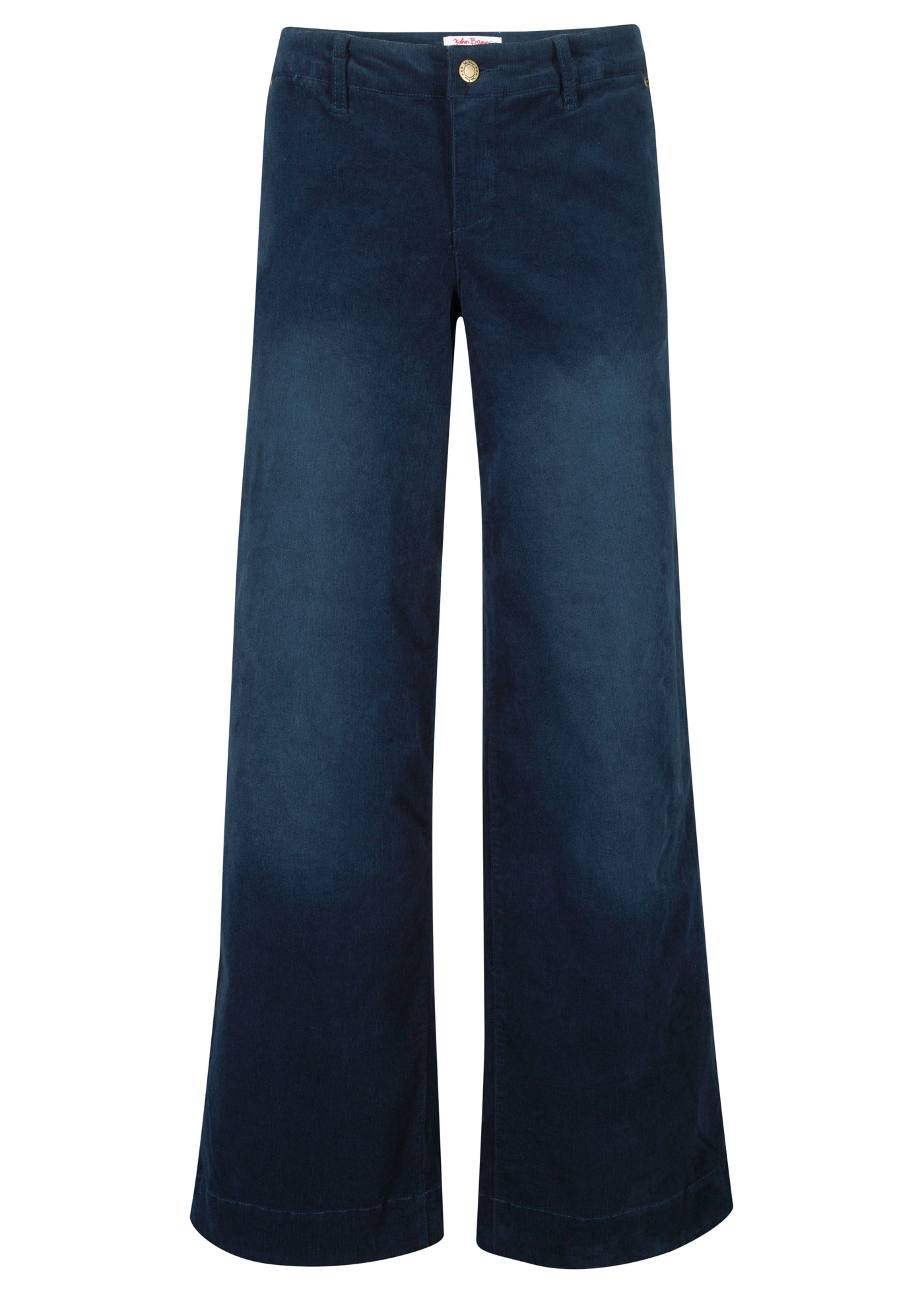 Pantalon en velours côtelé extensible, large • bleu foncé used • Boutique bonprix