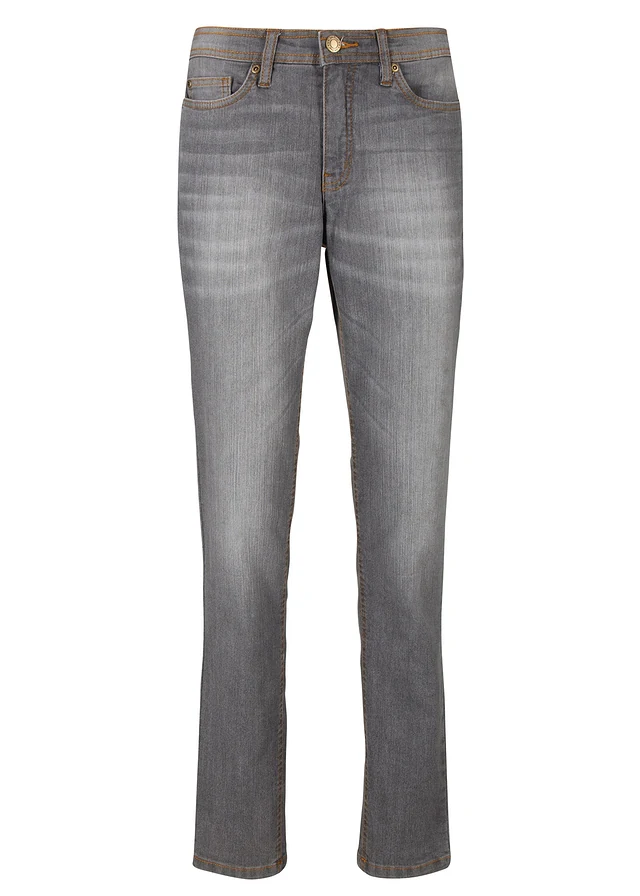 Comfort stretch mom jeans, mid waist, Kleur: grey denim used