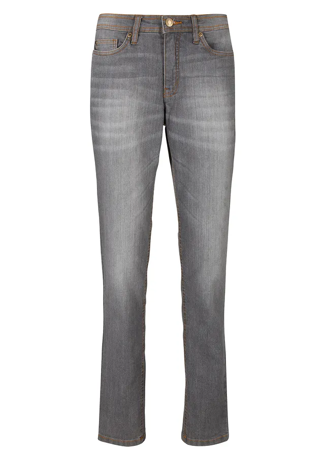 Komfortní strečové džíny, Mom střih, Mid Waist • šedý denim used • bonprix obchod