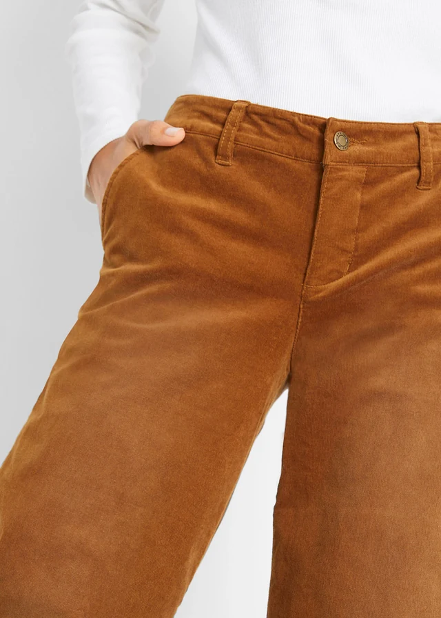 Stretch corduroy broek, wijd • cognacbruin used • product-page.page-title-suffix