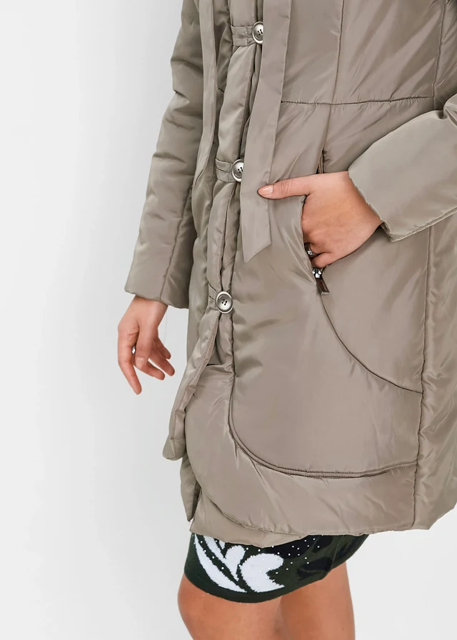 Korte gewatteerde jas • taupe • product-page.page-title-suffix