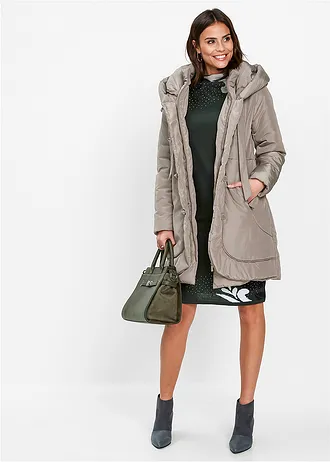 Gewatteerde jas, Kleur: taupe