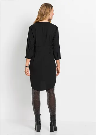 Rochie-bluză cu fentă scurtă cu nasturi • negru • magazin bonprix