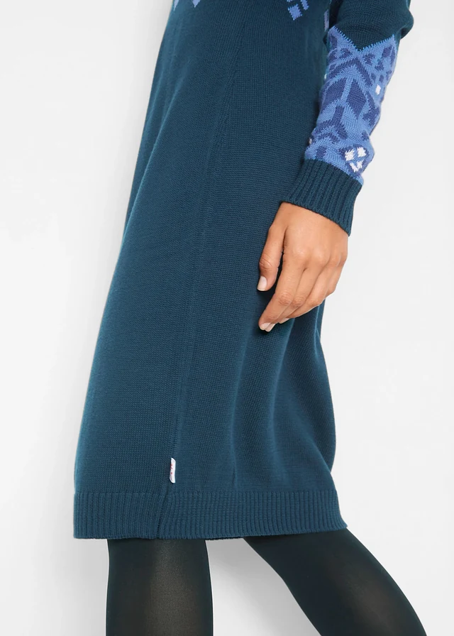 Gebreide jurk met Noors patroon • donkerblauw gedessineerd • product-page.page-title-suffix