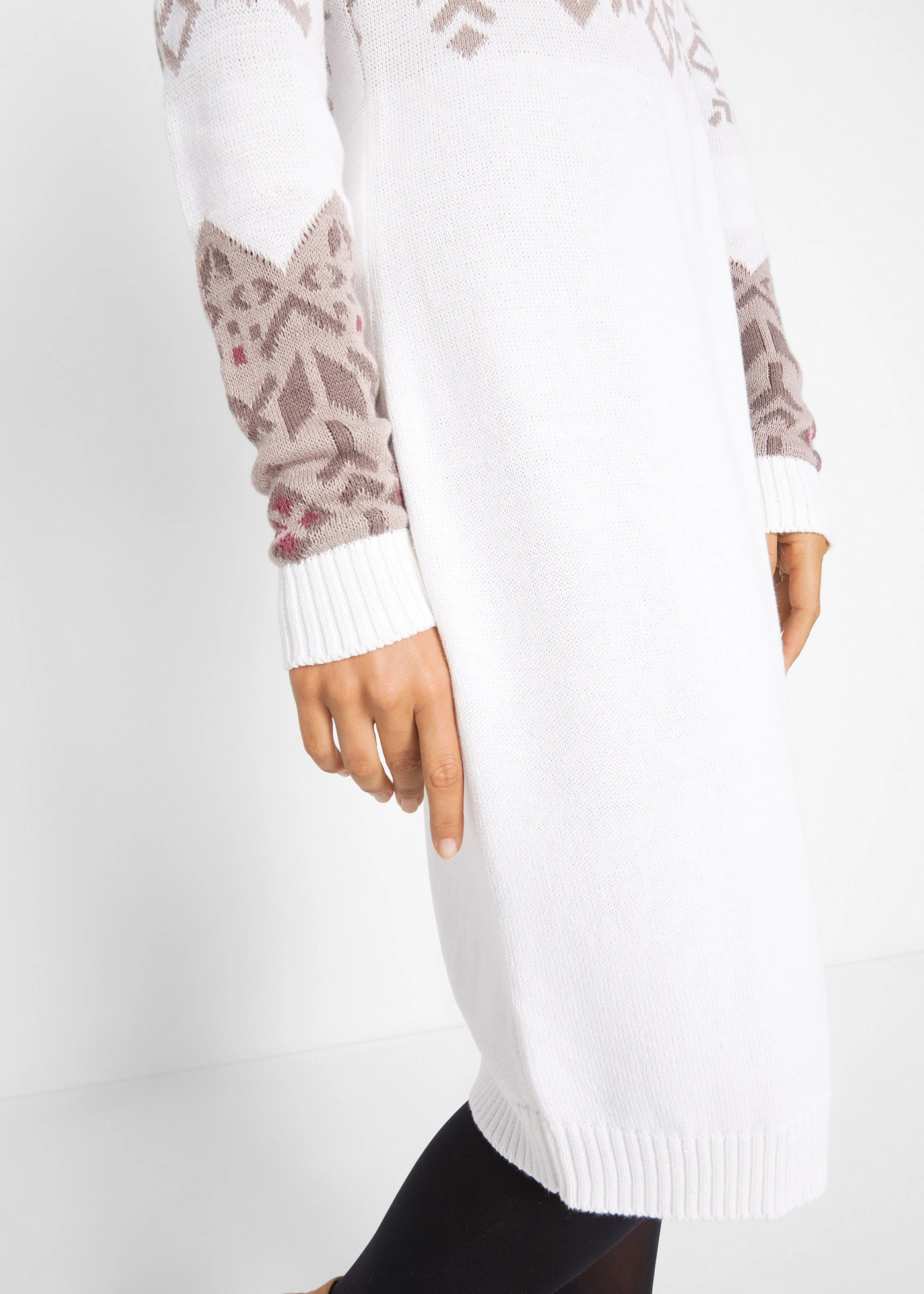 Pletené šaty s norským vzorem • světle krémová - béžovošedá - tmavě šedá - matně bobulová • bonprix obchod