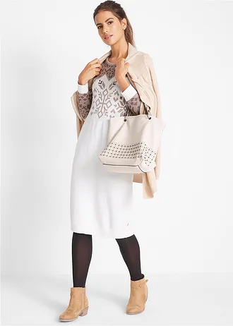 Pletené šaty s norským vzorem, barva: světle krémová - béžovošedá - tmavě šedá - matně bobulová