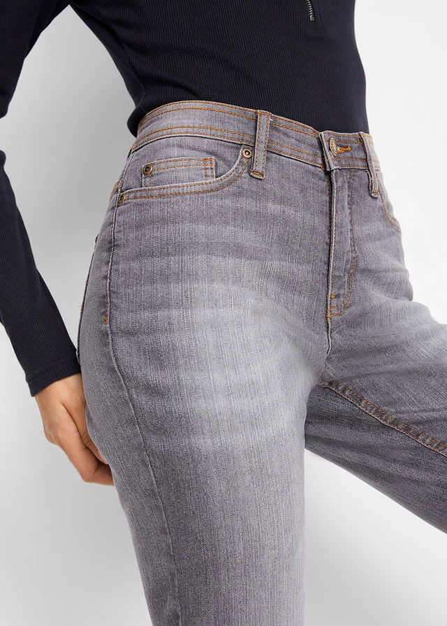 Comfort stretch mom jeans, mid waist • grey denim used • product-page.page-title-suffix