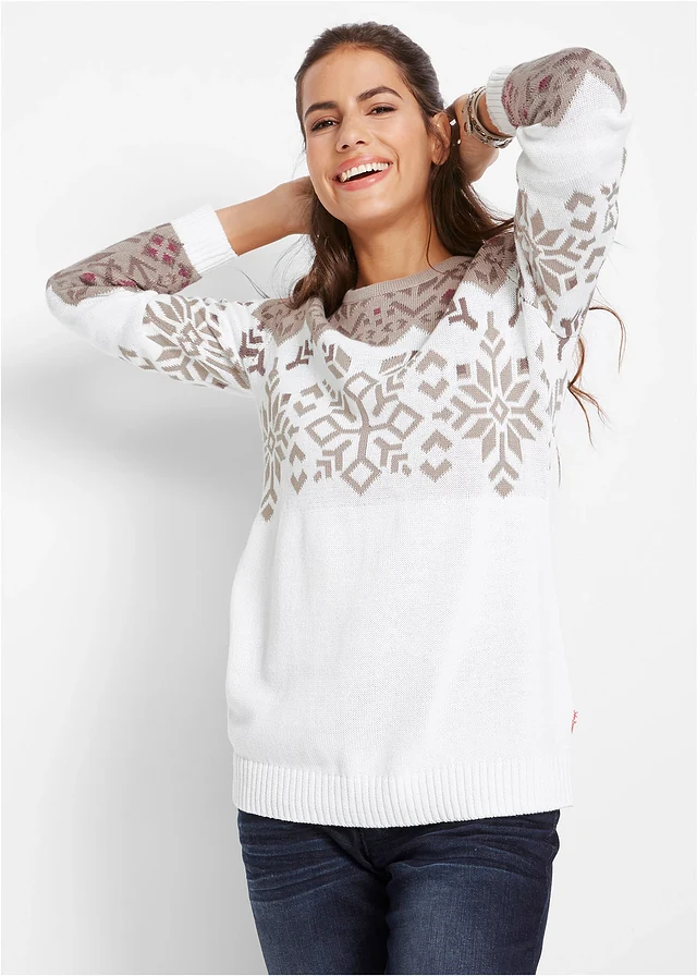 Pull à motif norvégien • blanc cassé à motif • product-page.page-title-suffix