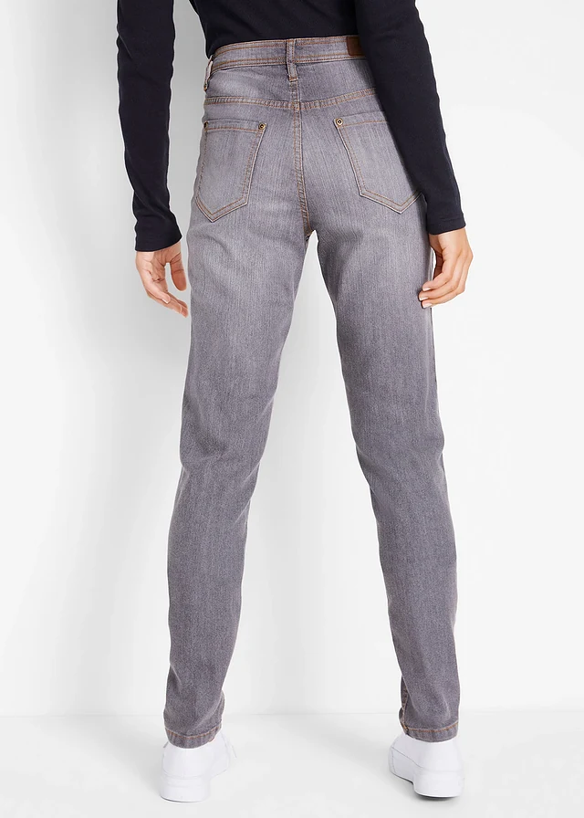 Comfort stretch mom jeans, mid waist, Kleur: grey denim used