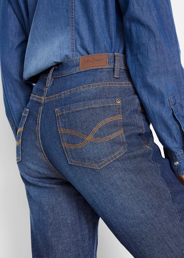 Thermo bootcut jeans, high waist • donkerblauw denim used • product-page.page-title-suffix