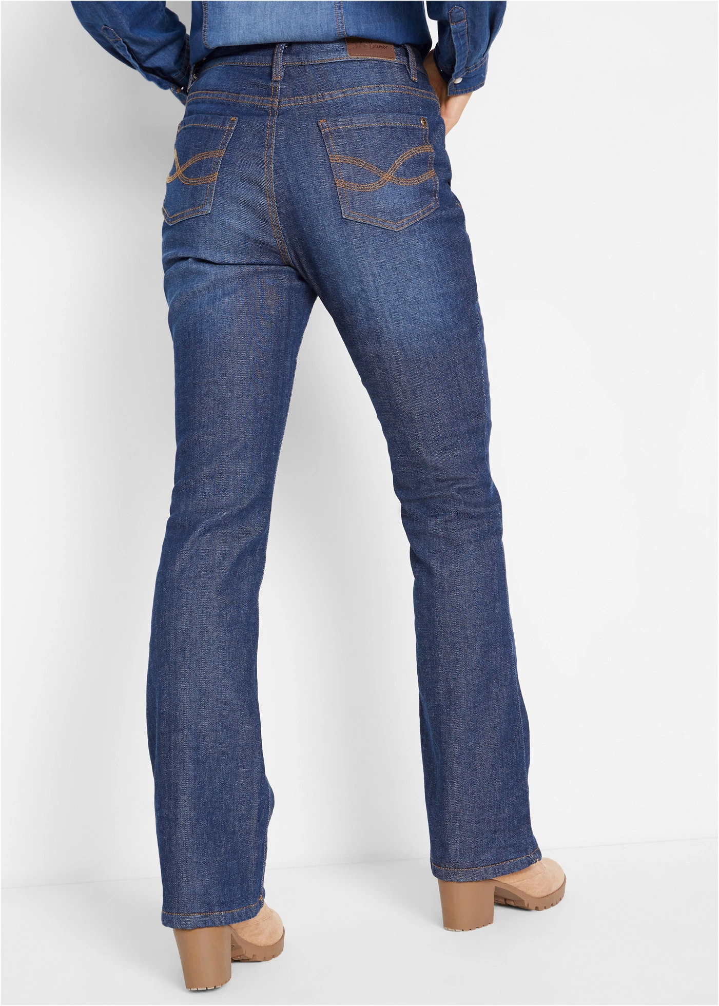 Jean bootcut taille haute, thermique • denim bleu foncé used • Boutique bonprix