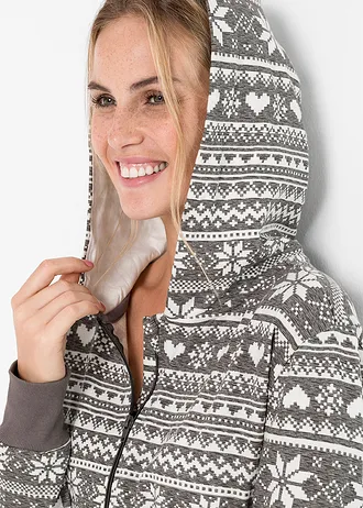 Overal Oversized z mikinového úpletu • šedý melír - světle krémová • bonprix obchod