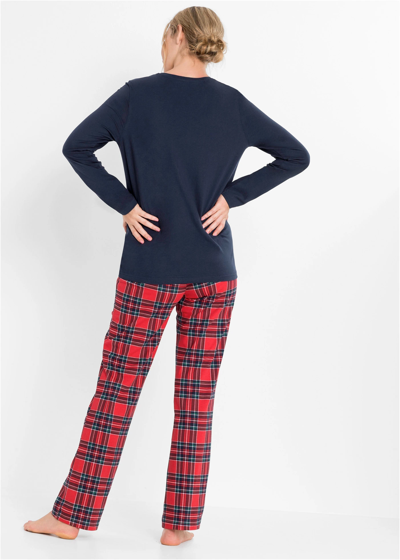 Pijama din bumbac organic 100% • bleumarin cadrilat • magazin bonprix