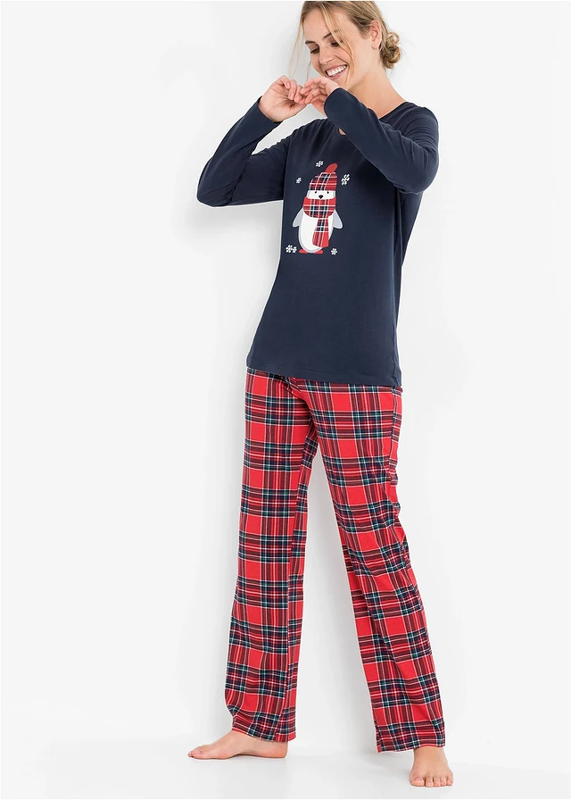 Pyjama 100% coton, Couleur: bleu foncé carreaux