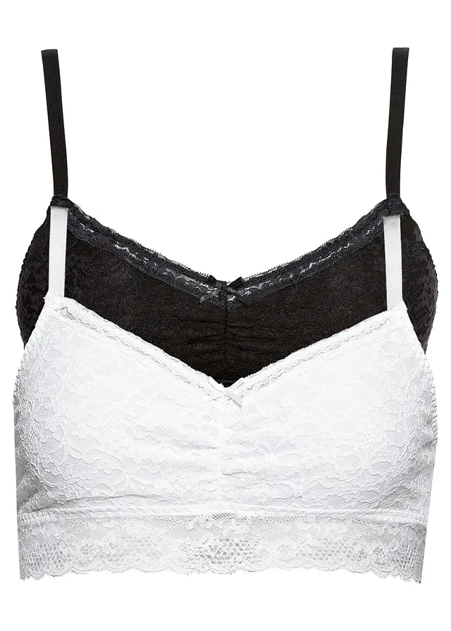 Pink Collection bralette zonder beugels (set van 2) met gerecycled polyamide • zwart+wit • bonprix online shop