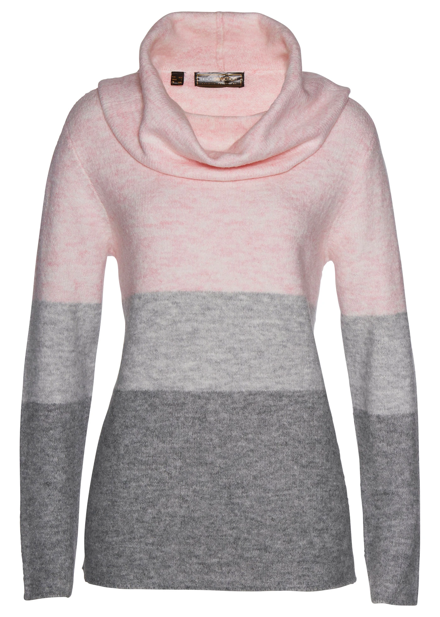 Pull col roulé • rose dragée-gris clair-gris chiné • Boutique bonprix