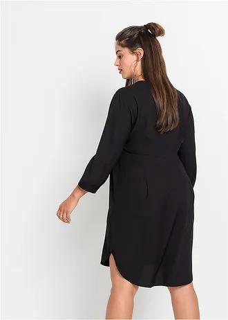 Robe-chemise à col boutonné • noir plus size • Boutique bonprix