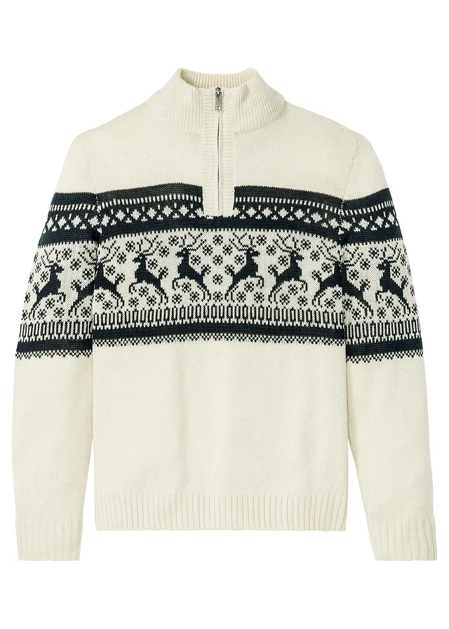 Pulóver, nórsky, so zipsom na golieri