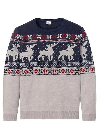 Svetr s norským vzorem • světle šedý melír • bonprix obchod