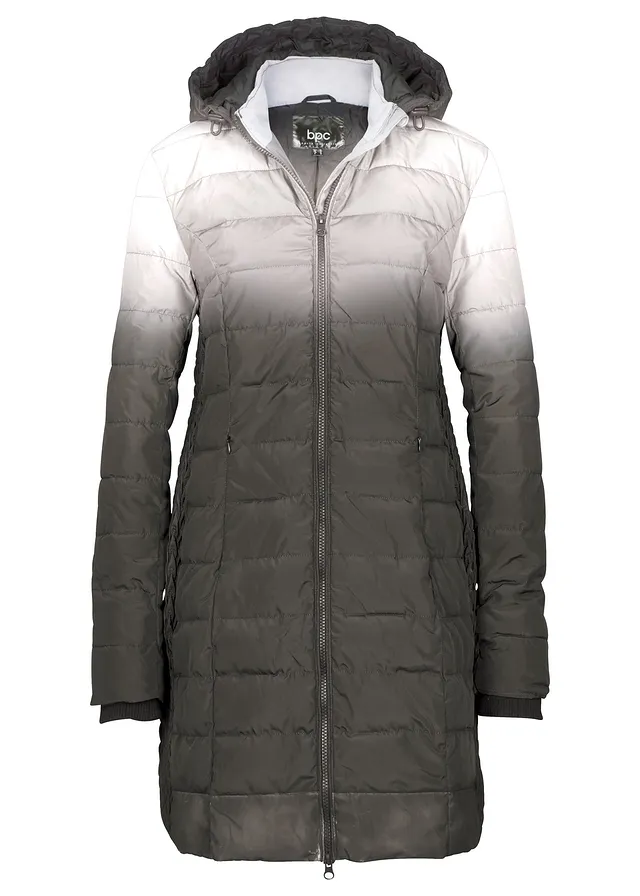 Jachetă matlasată în degrade, cu inserţii elastice pe părţi