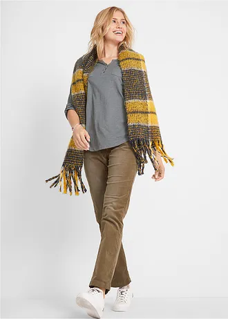 Bavlněné tričko Henley s knoflíkovou légou • kouřově šedý melír • bonprix obchod