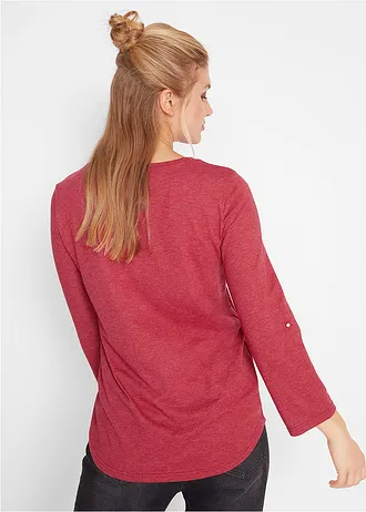 Bluză henley cu bumbac cu fentă de nasturi • roșu amurg melanj • magazin bonprix
