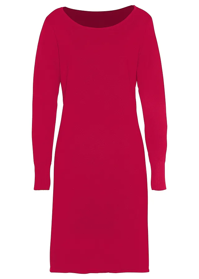 Gebreide jurk • granaatrood • bonprix online shop