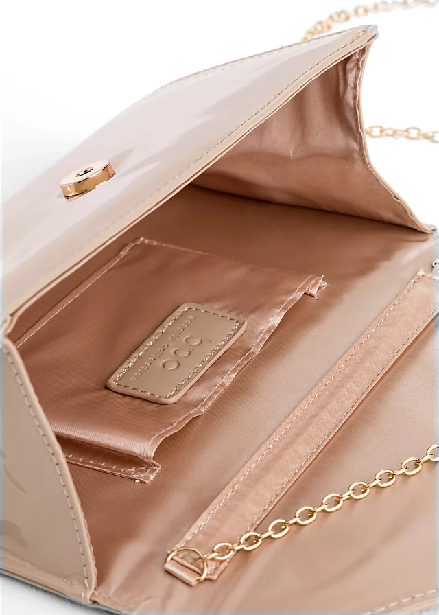 Pochette effet verni, Couleur: beige craie