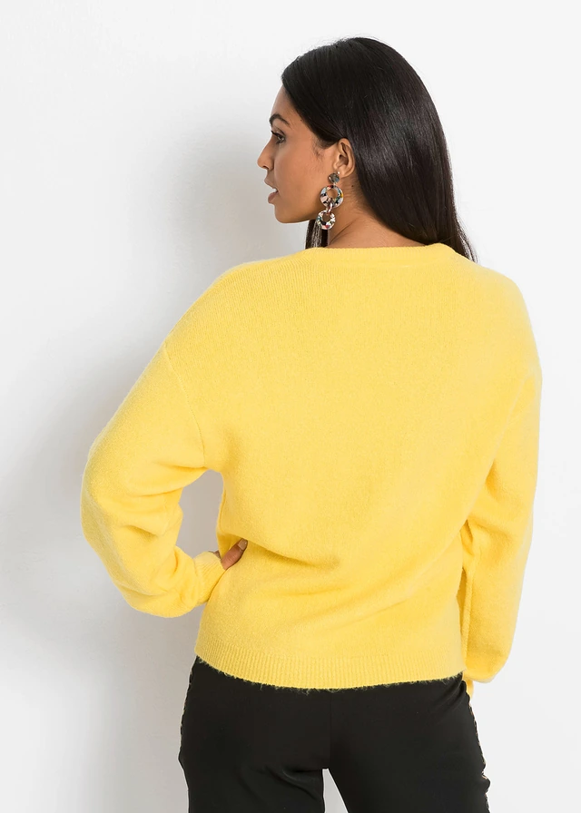 Gebreide oversized trui, Kleur: maisgeel