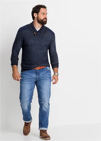 Trui met sjaalkraag, Kleur: donkerblauw mêlee