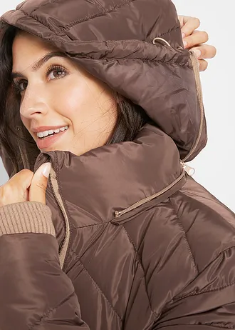 Dlouhá prošívaná bunda s vatováním • hnědá • bonprix obchod
