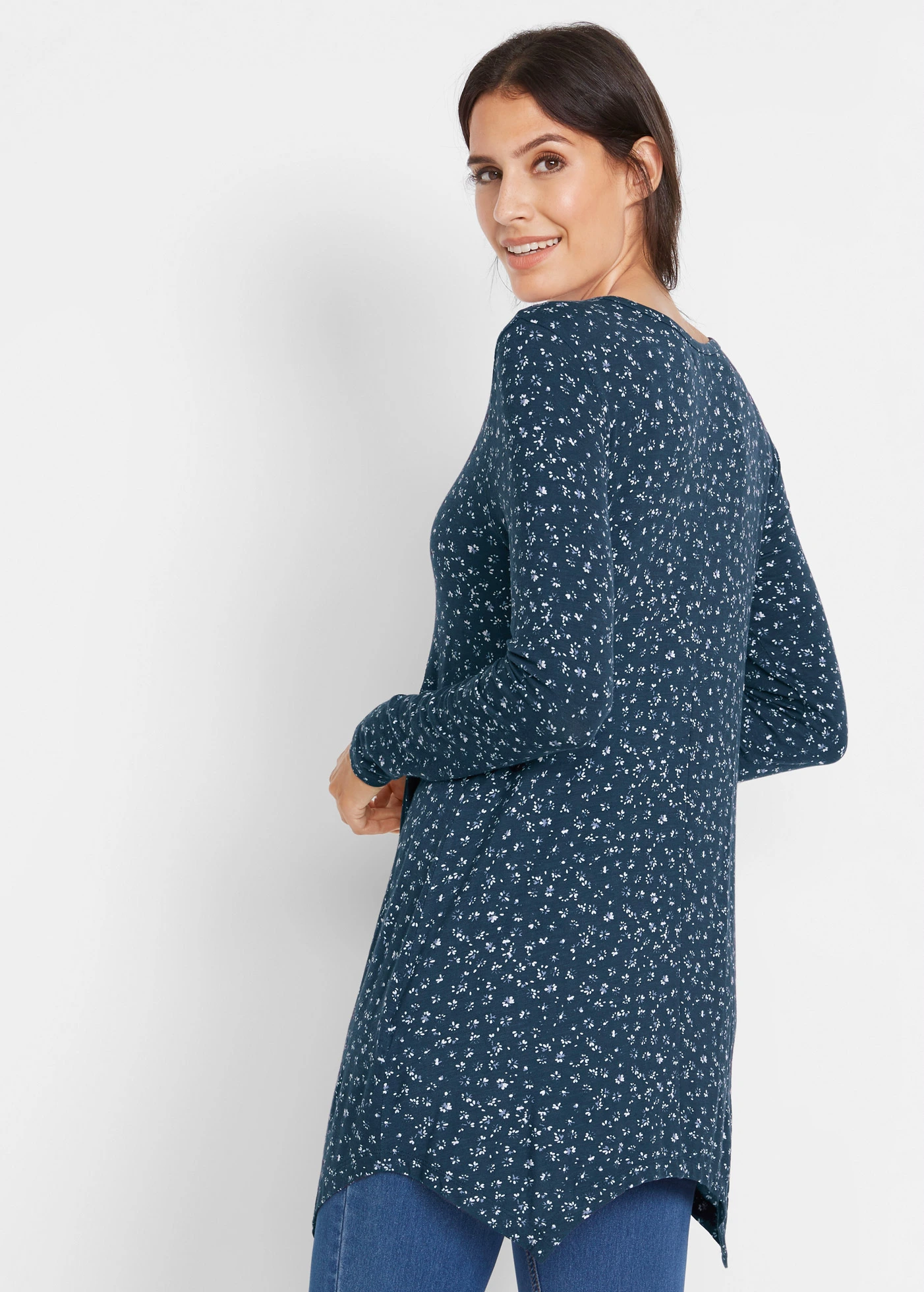 T-shirt en jersey viscose extensible • bleu foncé floral • Boutique bonprix