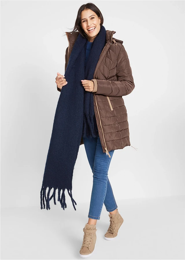 Veste longue matelassée, rembourrée, Couleur: marron