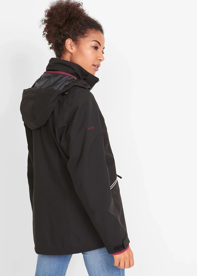 Veste outdoor technique 3en1 avec gilet intérieur en maille polaire, Couleur: noir/rhododendron