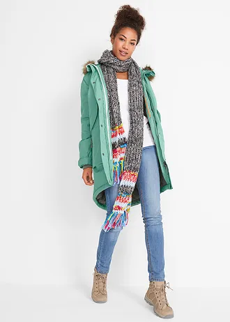 Lange outdoor jas, waterdicht, Kleur: saliegroen - grijs