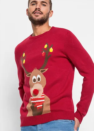 Trui met kerstmotief • donkerrood • bonprix online shop