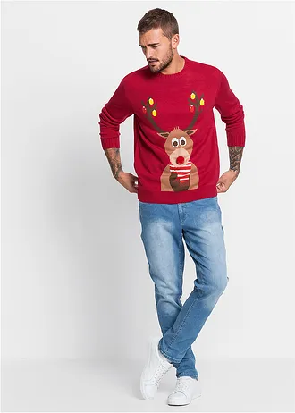 Trui met kerstmotief • donkerrood • bonprix online shop