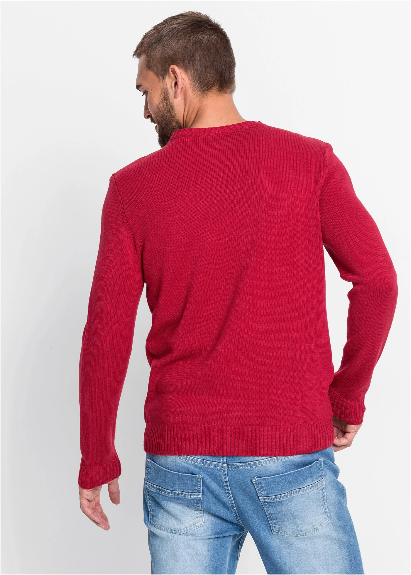 Pull avec motif de Noël • rouge foncé • Boutique bonprix