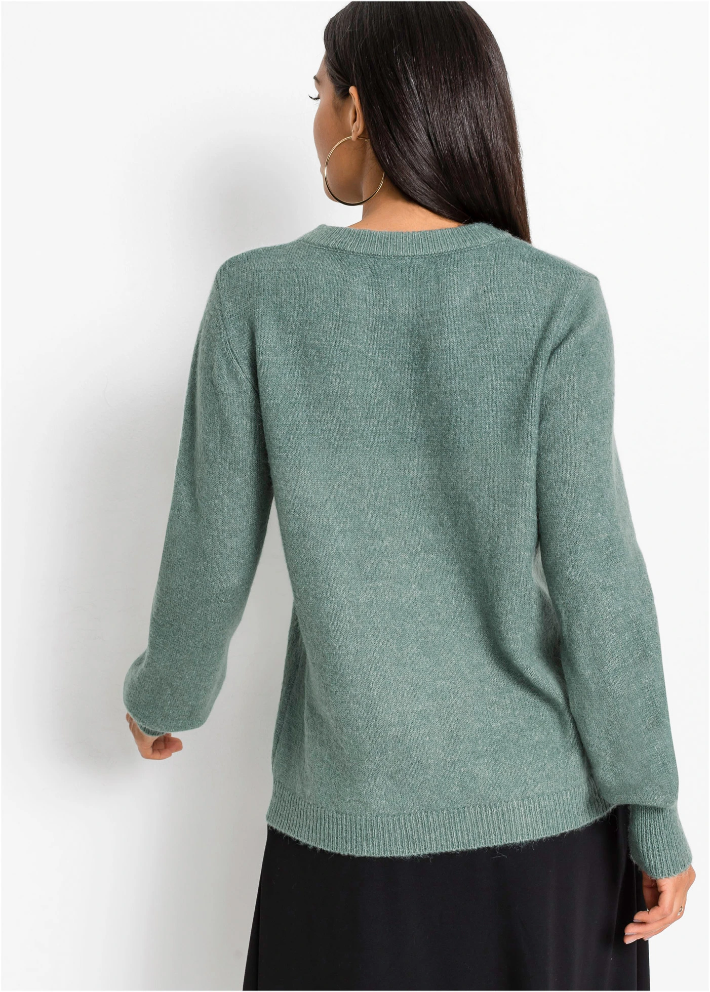 Svetr s balónovými rukávy • minerálově modrý melír • bonprix obchod