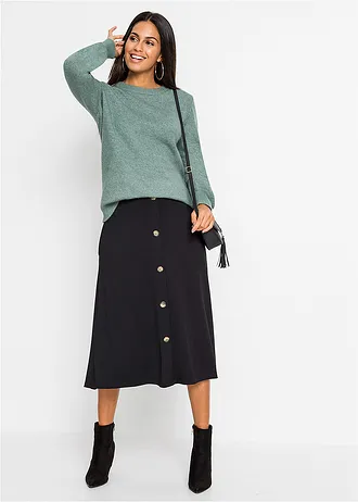 Svetr s balónovými rukávy • minerálově modrý melír • bonprix obchod