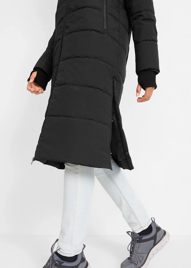 Lange gewatteerde outdoor jas, waterafstotend • zwart • product-page.page-title-suffix