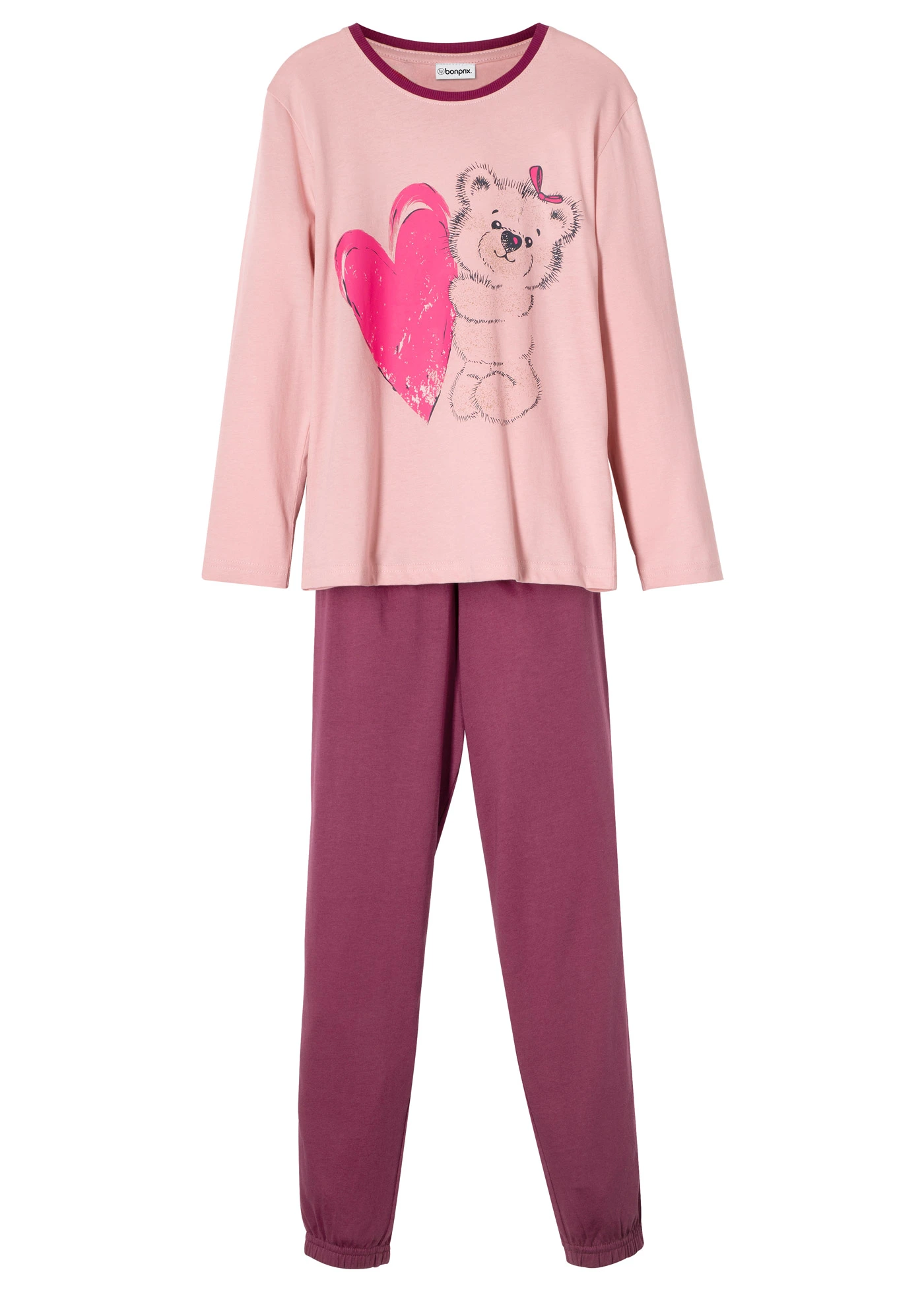 Pyjama 100% coton (ens. 2’pces) • vieux rose/prune • Boutique bonprix