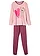 Pyjama 100% coton (ens. 2’pces), Couleur: vieux rose/prune