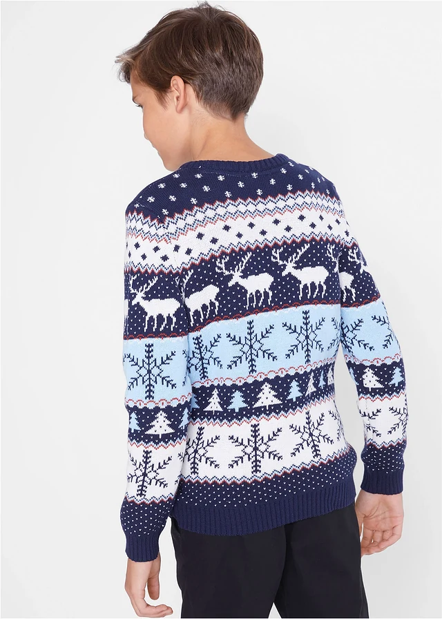 Kinderen trui met winters patroon, Kleur: blauw