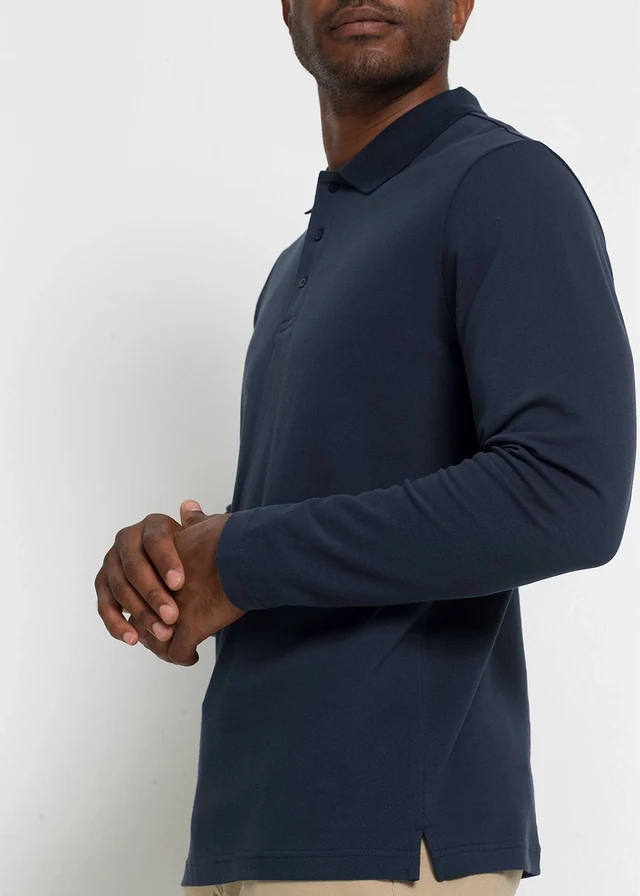 Polo en piqué, manches longues • bleu foncé • product-page.page-title-suffix