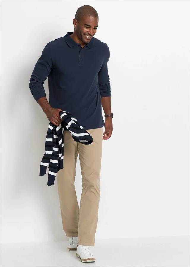 Polo en piqué, manches longues • bleu foncé • product-page.page-title-suffix