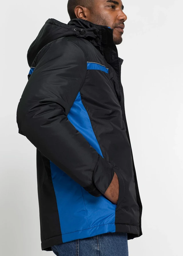 Parka imperméable en matière technique à capuche amovible • noir - bleu azur • product-page.page-title-suffix