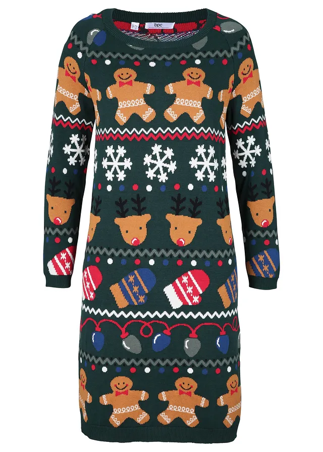 Rochie tricotată, motiv Crăciun