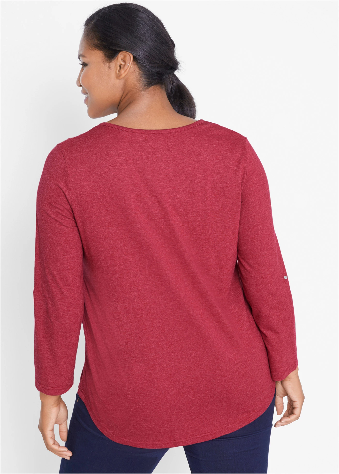 Katoenen Henley shirt met knoopsluiting • avondrood gemêleerd plus size • bonprix online shop