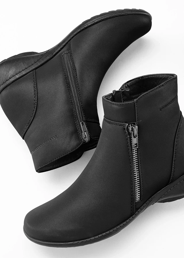 Bottines à fermeture zippée, Couleur: noir